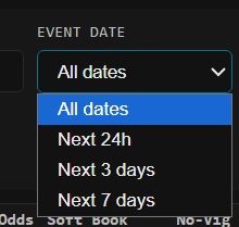 EVENT DATE filter options