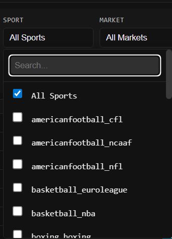 Sport selection filter